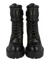 Ferragamo Womens Shiraz Leather Combat Boots