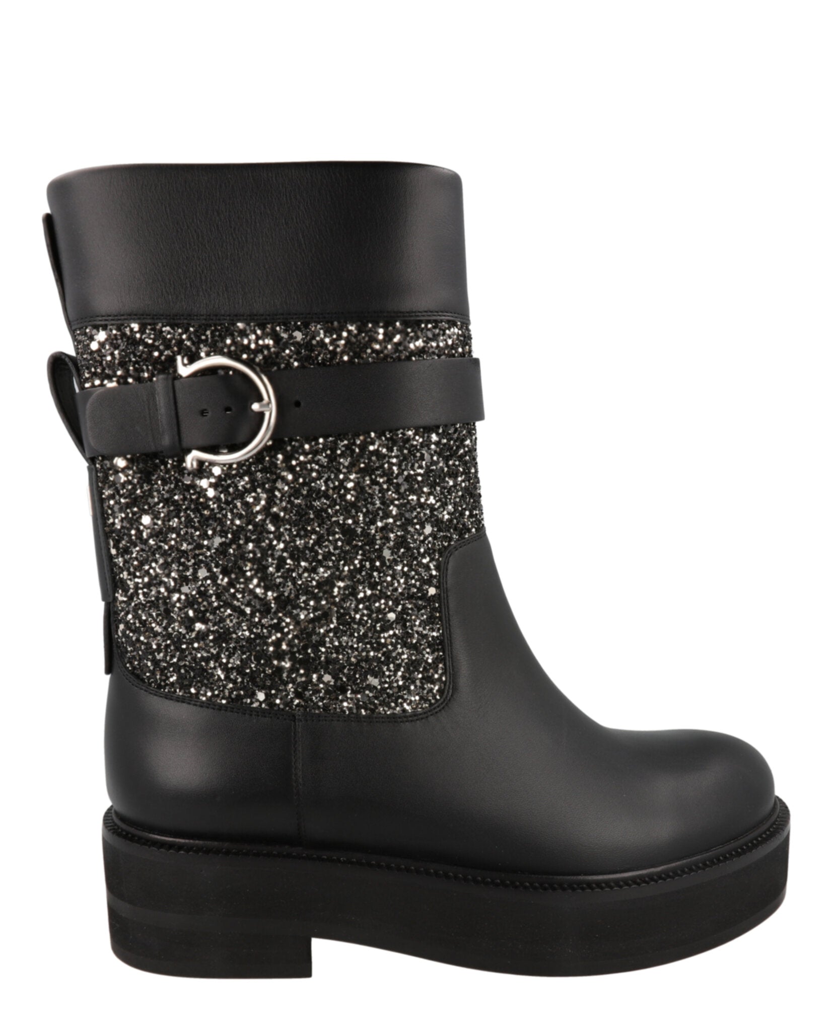 Ferragamo Womens Ean Glitter Ankle Boots