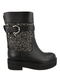 Ferragamo Womens Ean Glitter Ankle Boots
