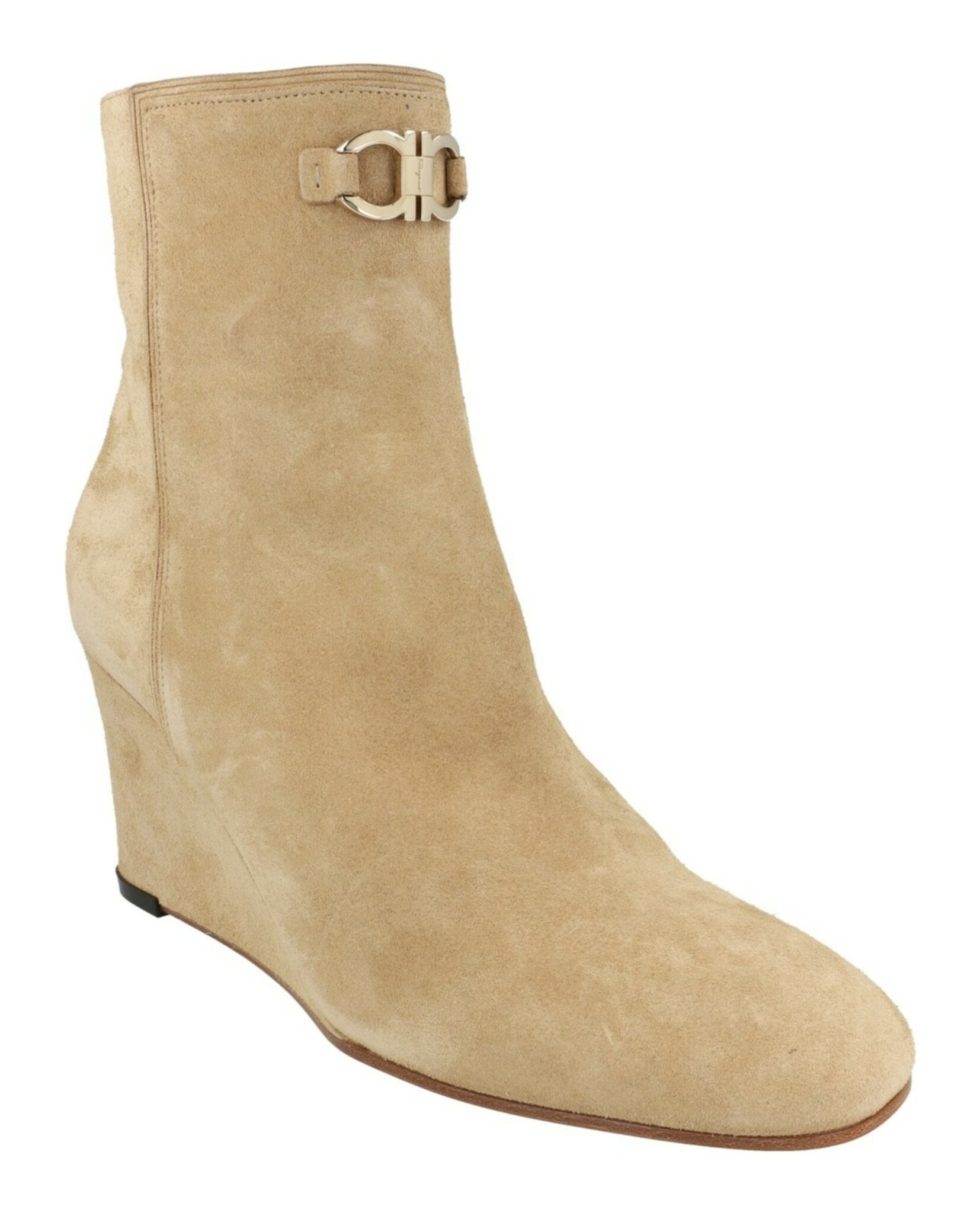 Ferragamo Womens Catuja 70 Suede Ankle Booties