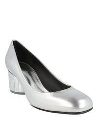 Ferragamo Womens Farrah Metallic Leather Pumps