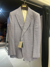 Tom Ford Purple-White Patterned Linen-Blend Blazer