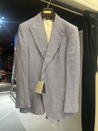 Tom Ford Purple-White Patterned Linen-Blend Blazer