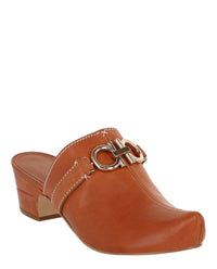 Ferragamo Womens Phobos Leather Mules