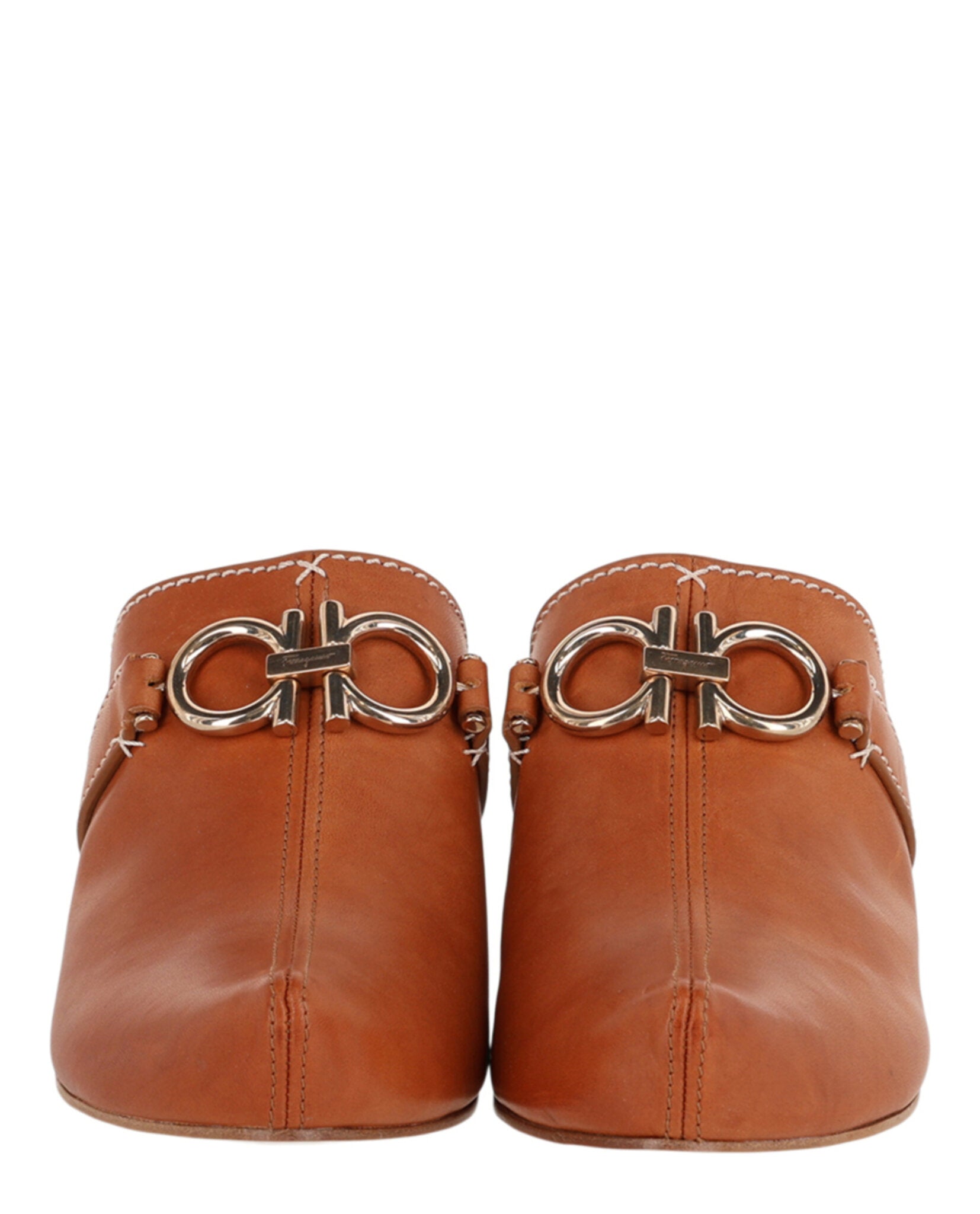 Ferragamo Womens Phobos Leather Mules