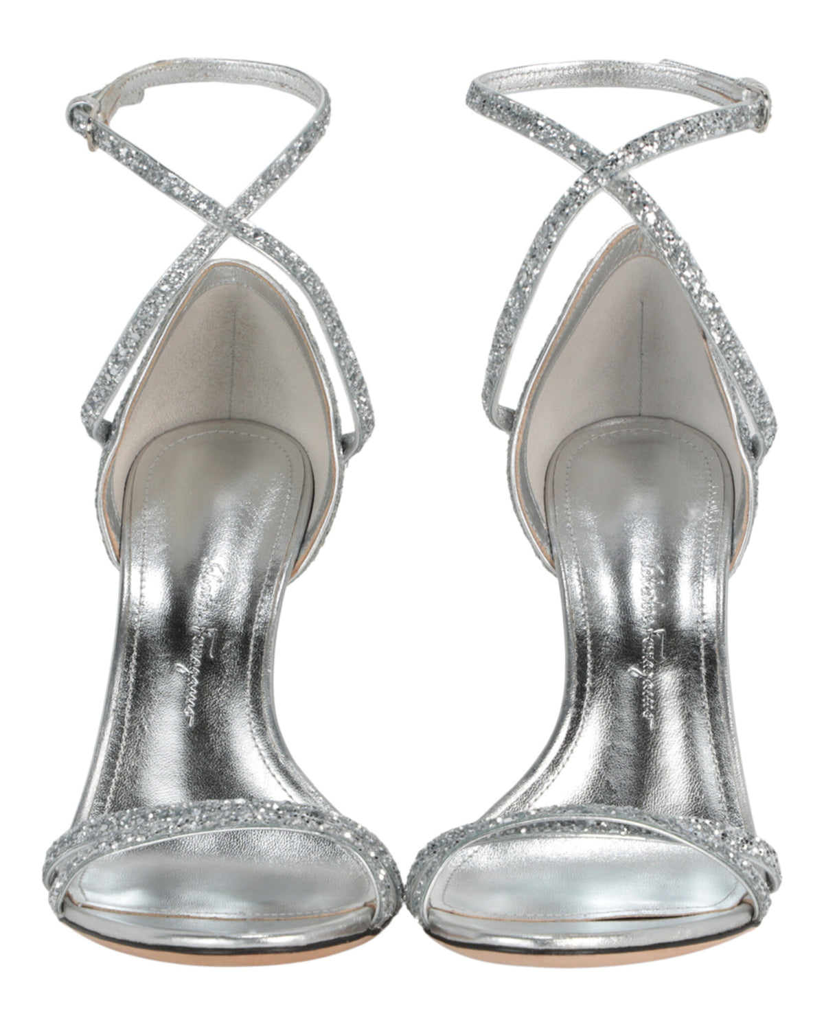 Ferragamo Womens Ines Glitter Strappy Sandals