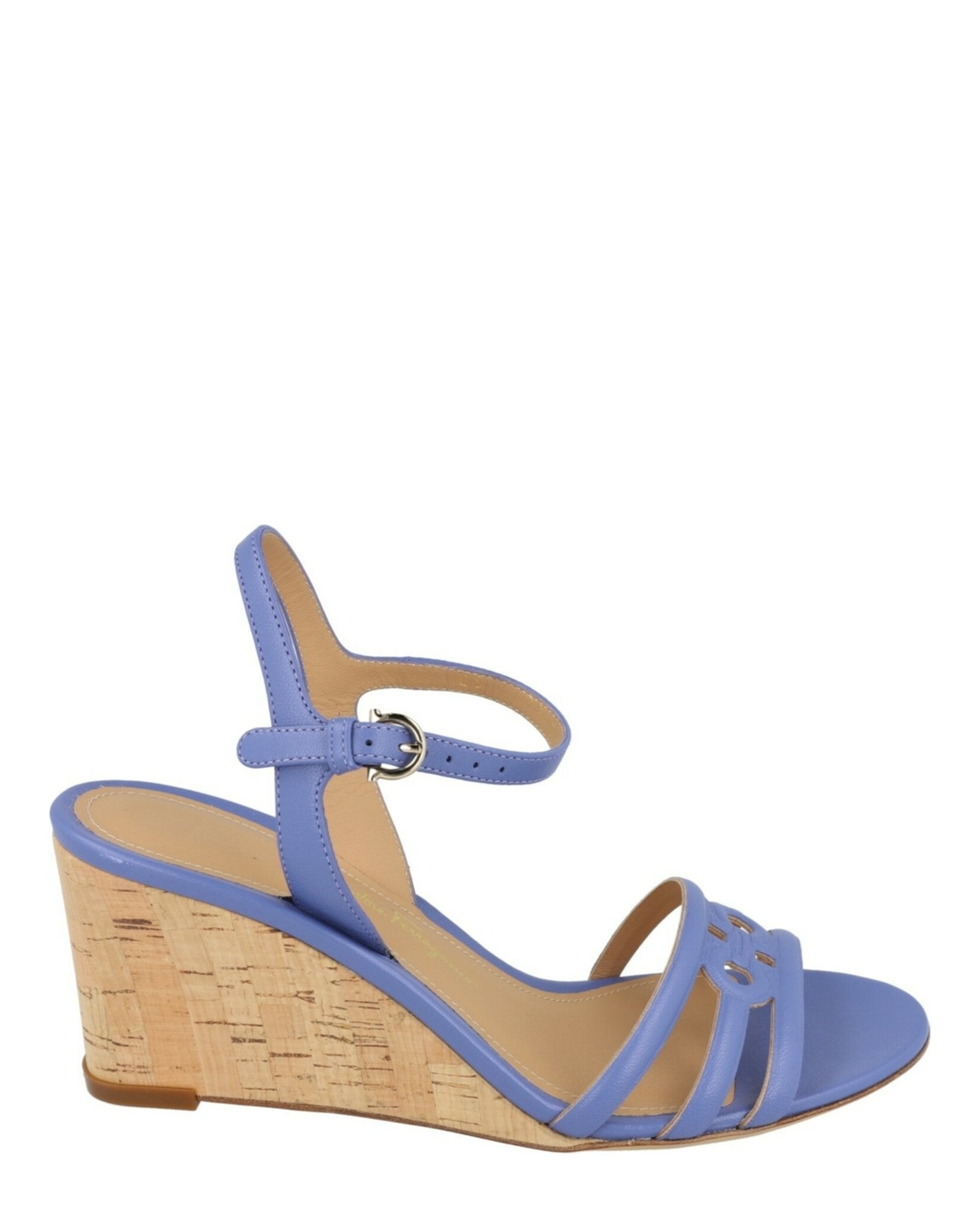 Ferragamo Womens Fieri Leather Wedge Sandals