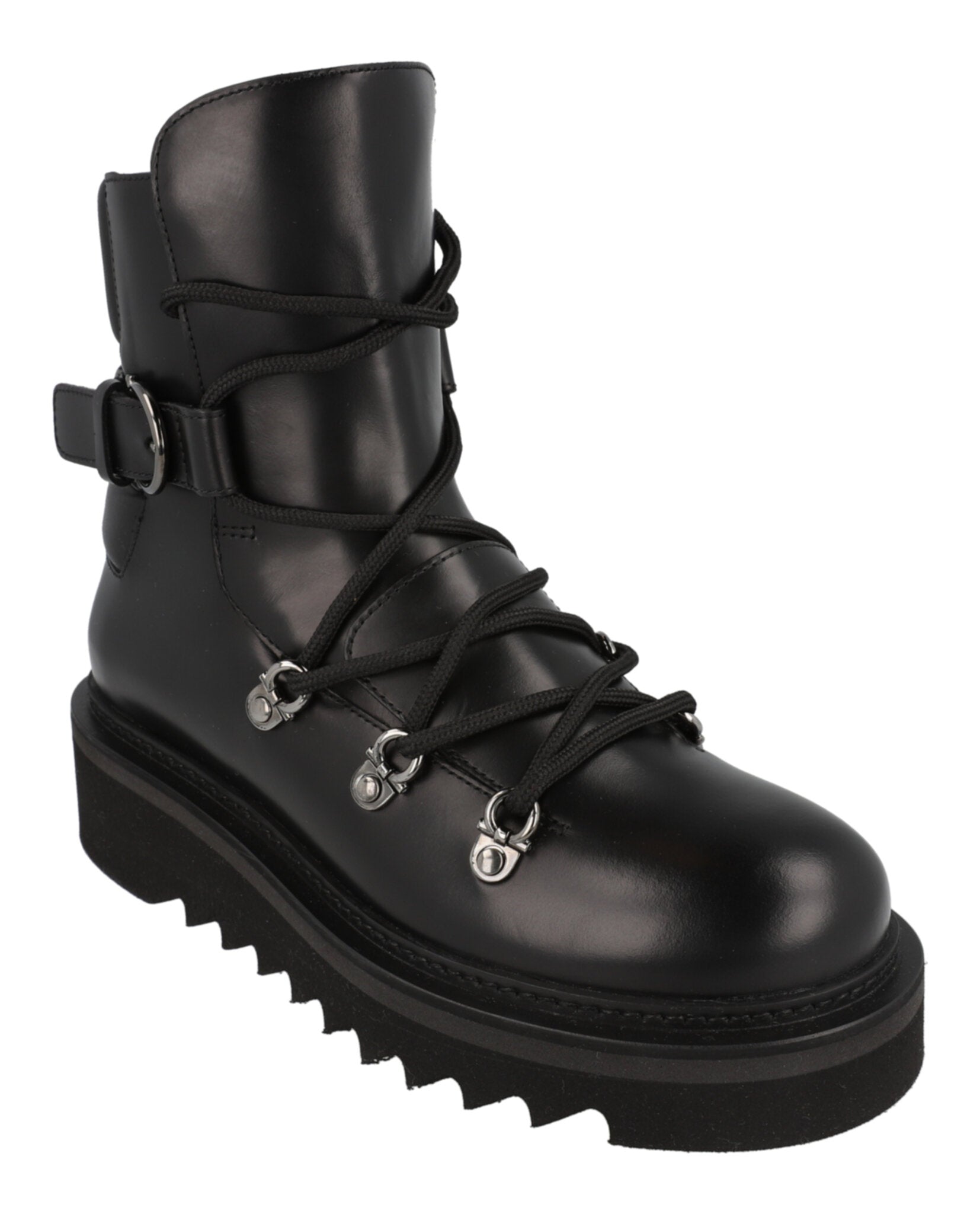 Ferragamo Womens Elimo Lace-Up Leather Boots