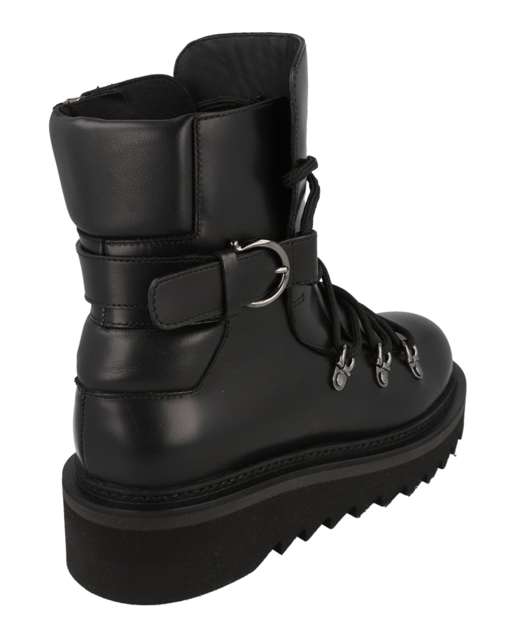 Ferragamo Womens Elimo Lace-Up Leather Boots