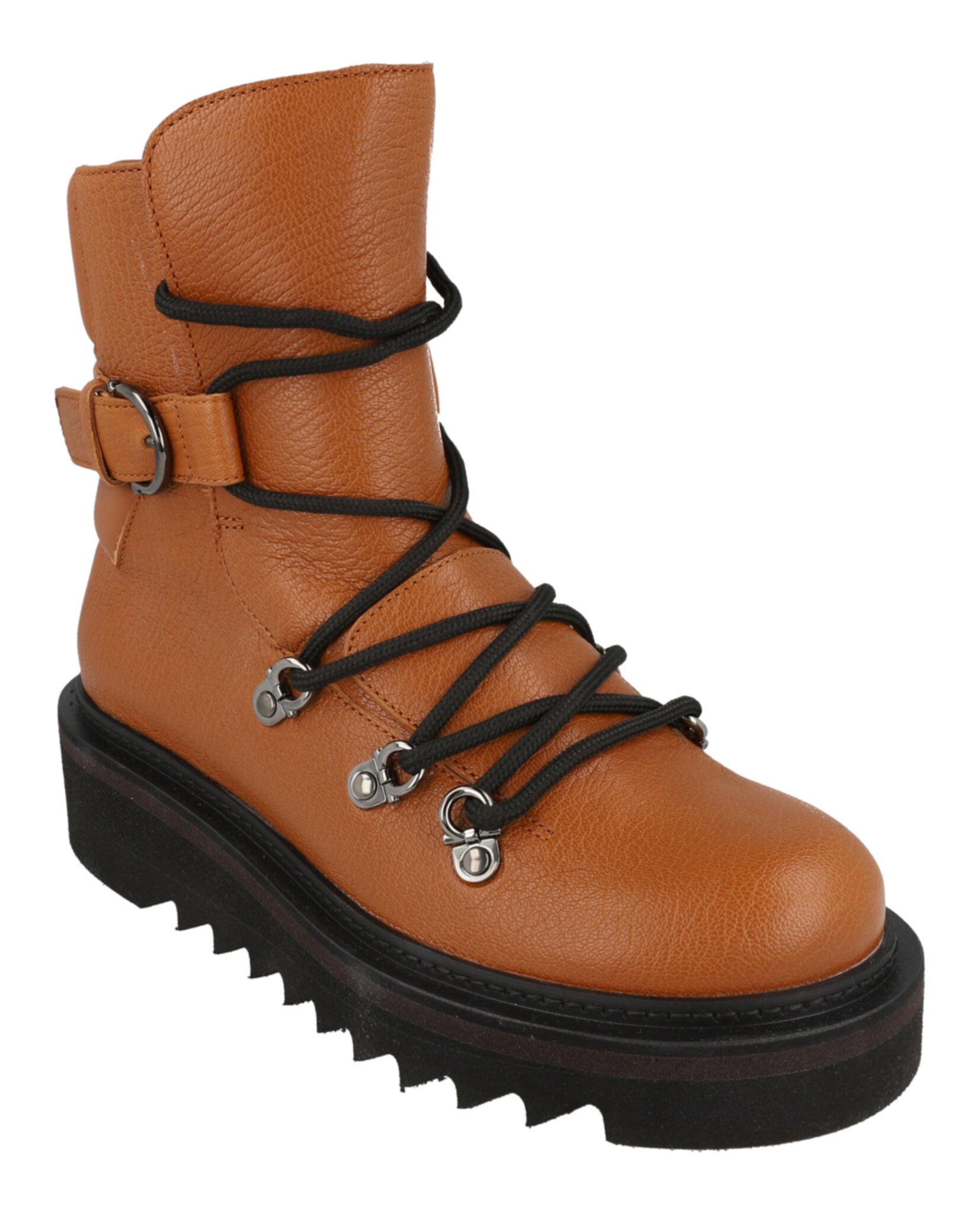 Ferragamo Womens Elimo Lace-Up Leather Boots