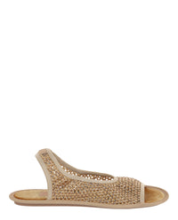 Ferragamo Womens Anio Crystal Embellished Slingback Sandals Beige Khaki