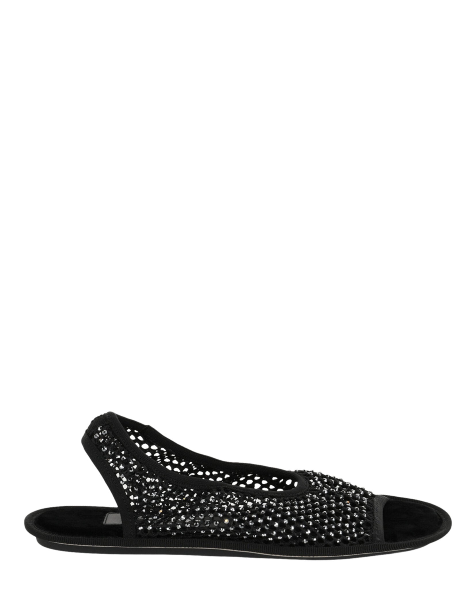 Ferragamo Womens Anio Crystal Embellished Slingback Sandals Black