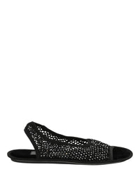 Ferragamo Womens Anio Crystal Embellished Slingback Sandals Black