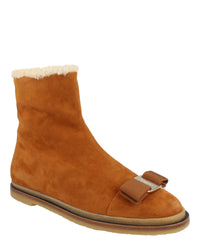 Ferragamo Womens Lamo F Suede Ankle Booties
