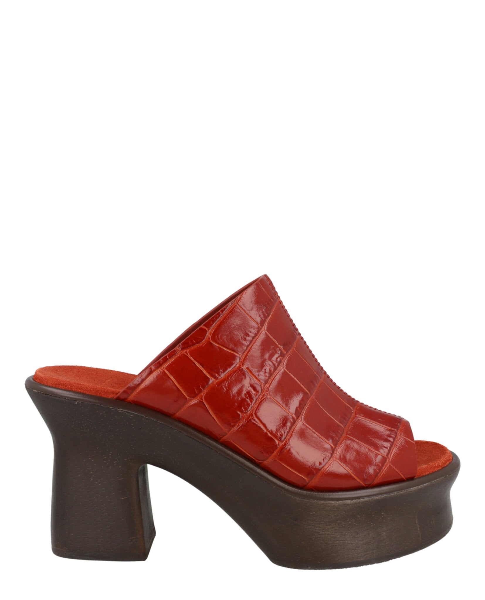 Ferragamo Womens Samanta Croc-Embossed Platform Mules