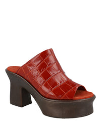 Ferragamo Womens Samanta Croc-Embossed Platform Mules