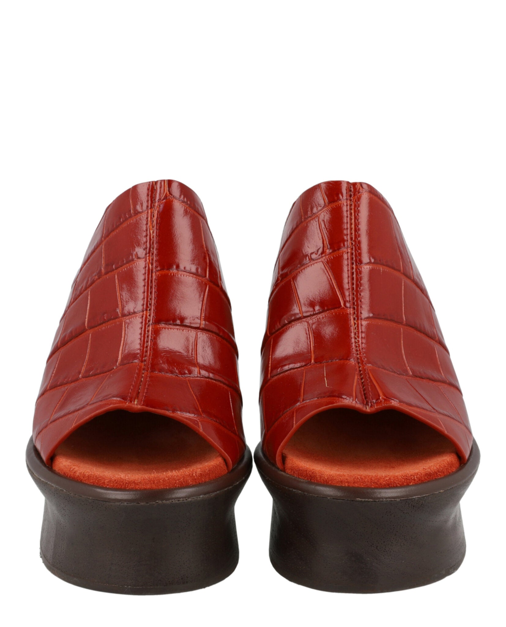 Ferragamo Womens Samanta Croc-Embossed Platform Mules