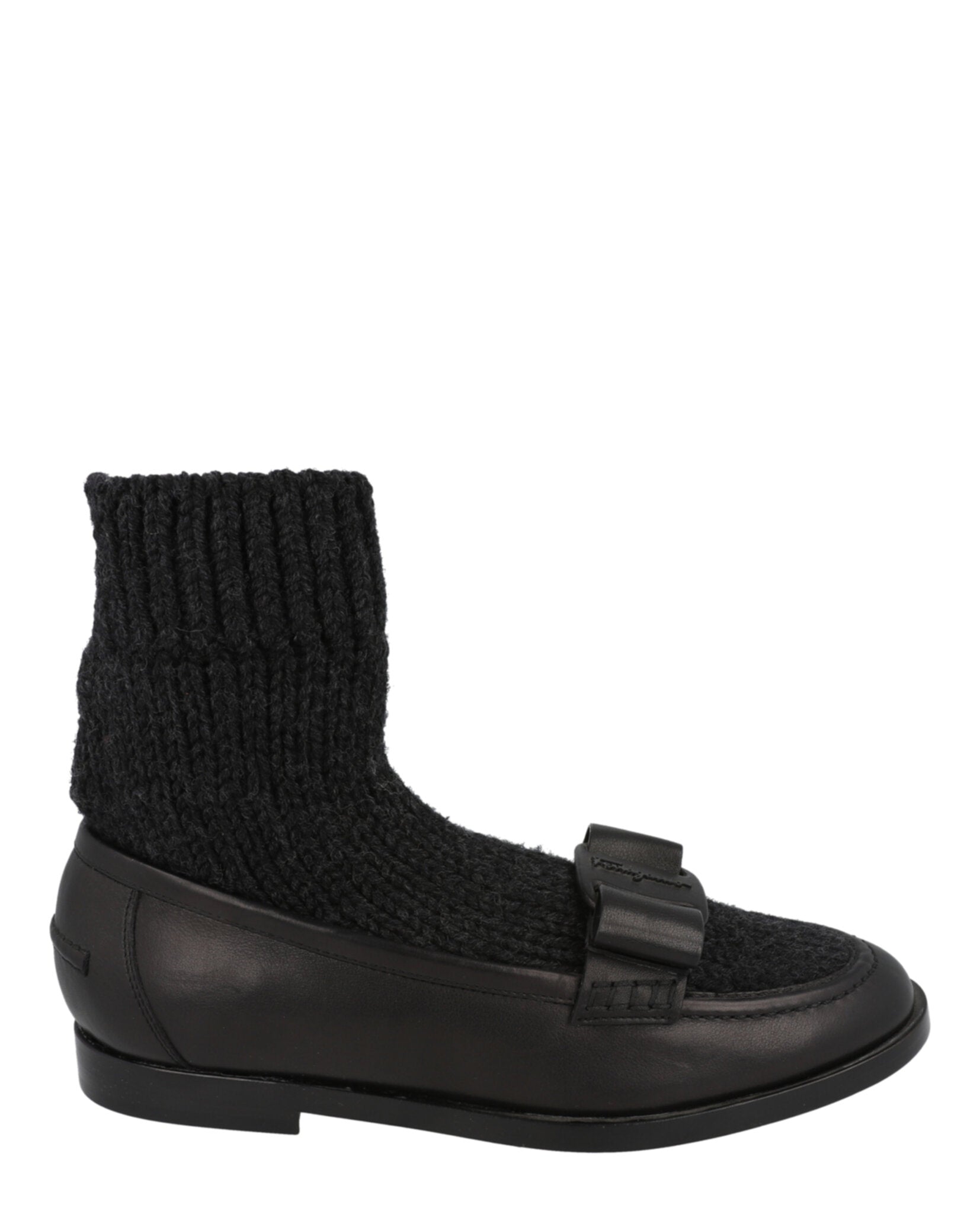 Ferragamo Womens Vivaldo Sock Loafers Nero