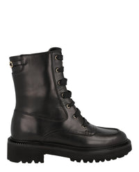Ferragamo Womens Leather Combat Boots