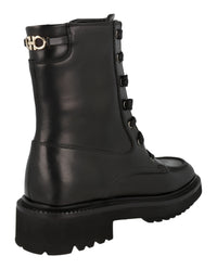 Ferragamo Womens Leather Combat Boots