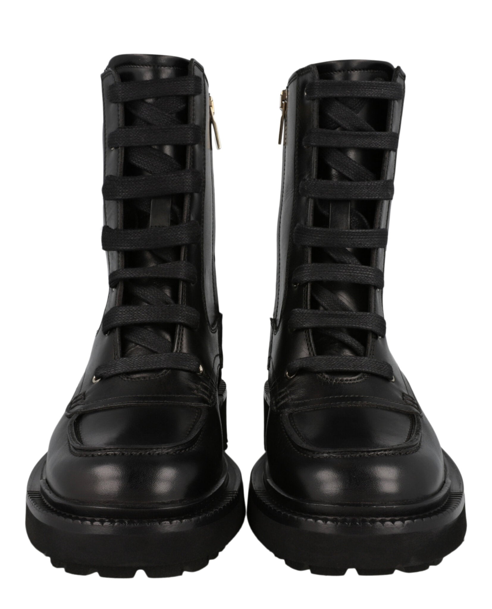 Ferragamo Womens Leather Combat Boots