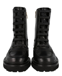 Ferragamo Womens Leather Combat Boots