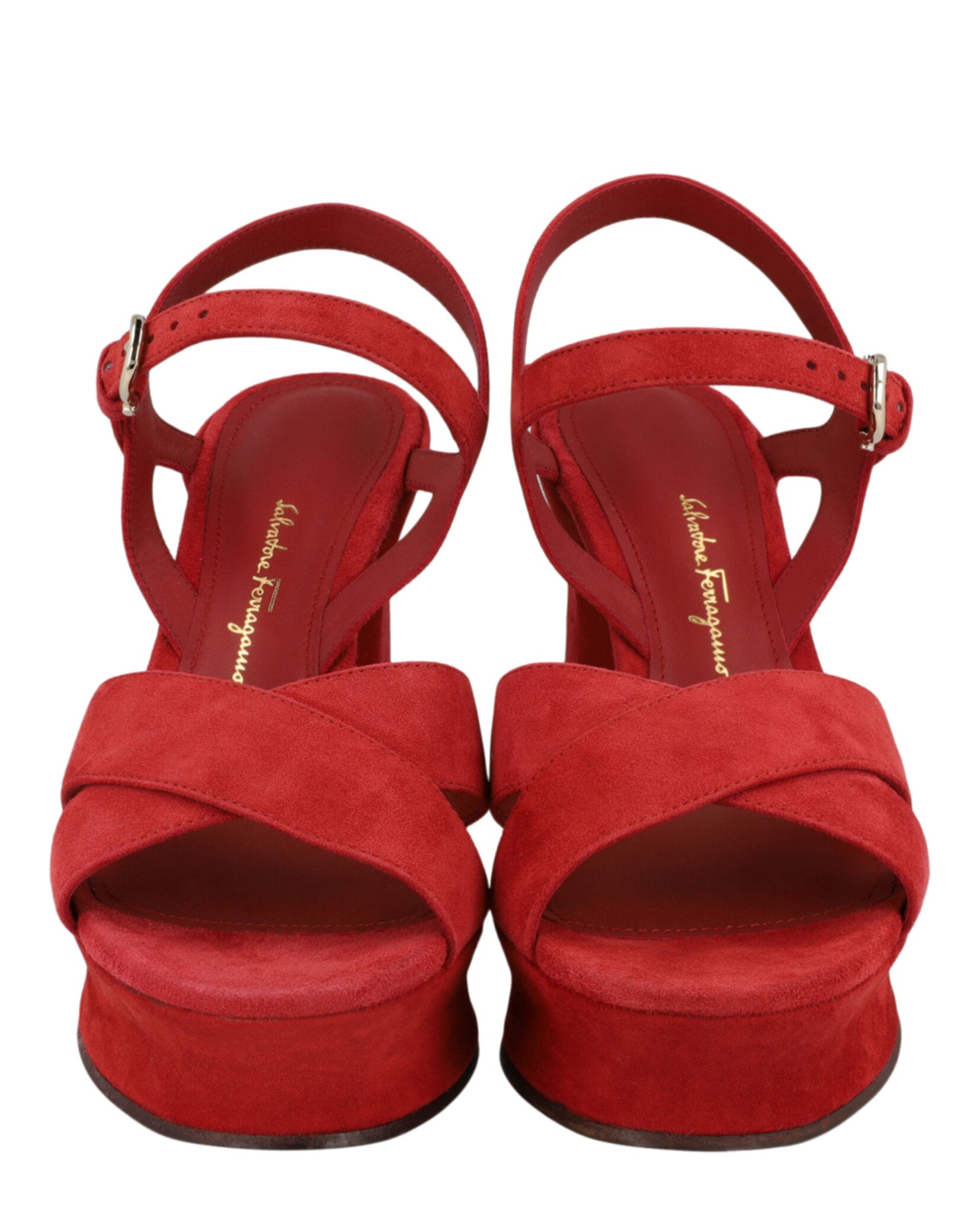 Ferragamo Womens Sonya Suede Platform Sandals