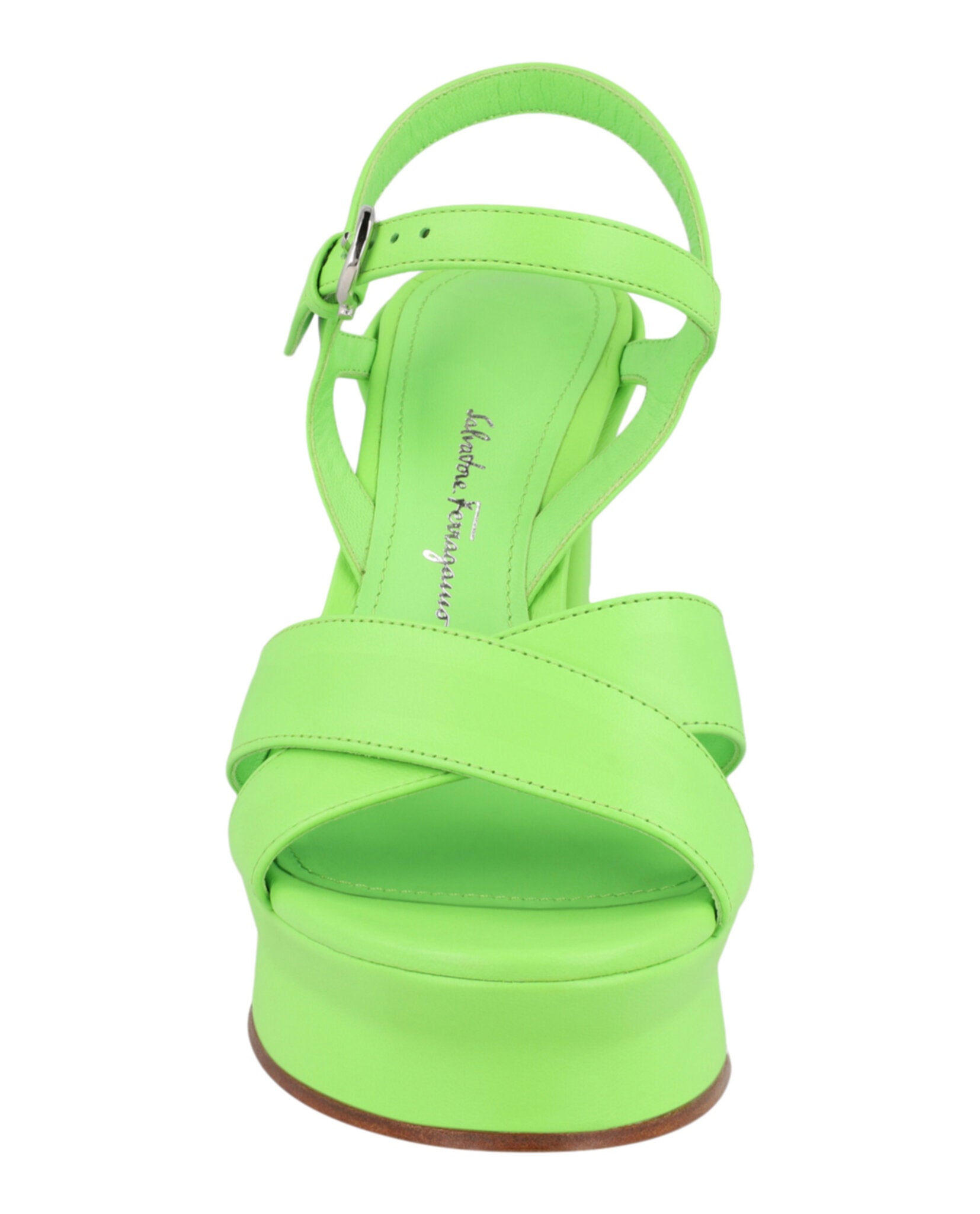 Ferragamo Womens Sonya Leather Platform Sandals