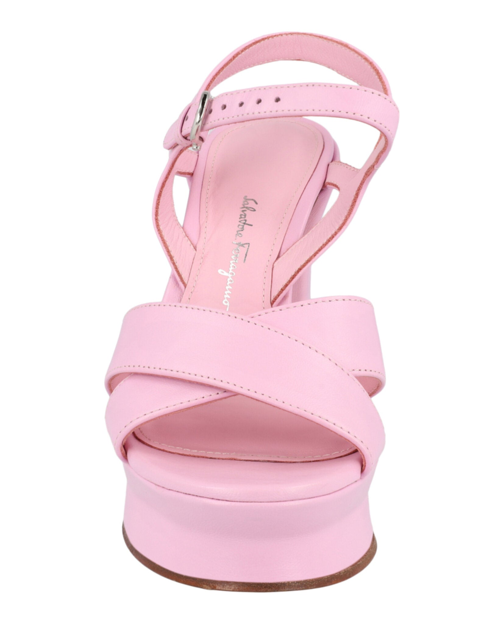 Ferragamo Womens Sonya Leather Platform Sandals