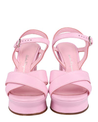 Ferragamo Womens Sonya Leather Platform Sandals