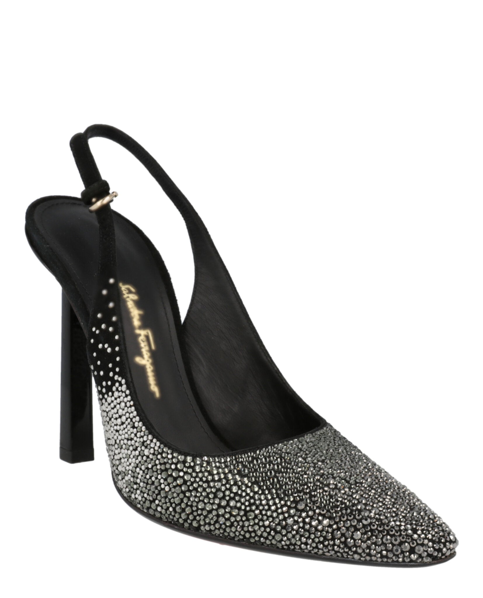 Ferragamo Womens Jessie Crystal-Embellished Slingback Pumps