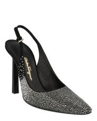 Ferragamo Womens Jessie Crystal-Embellished Slingback Pumps