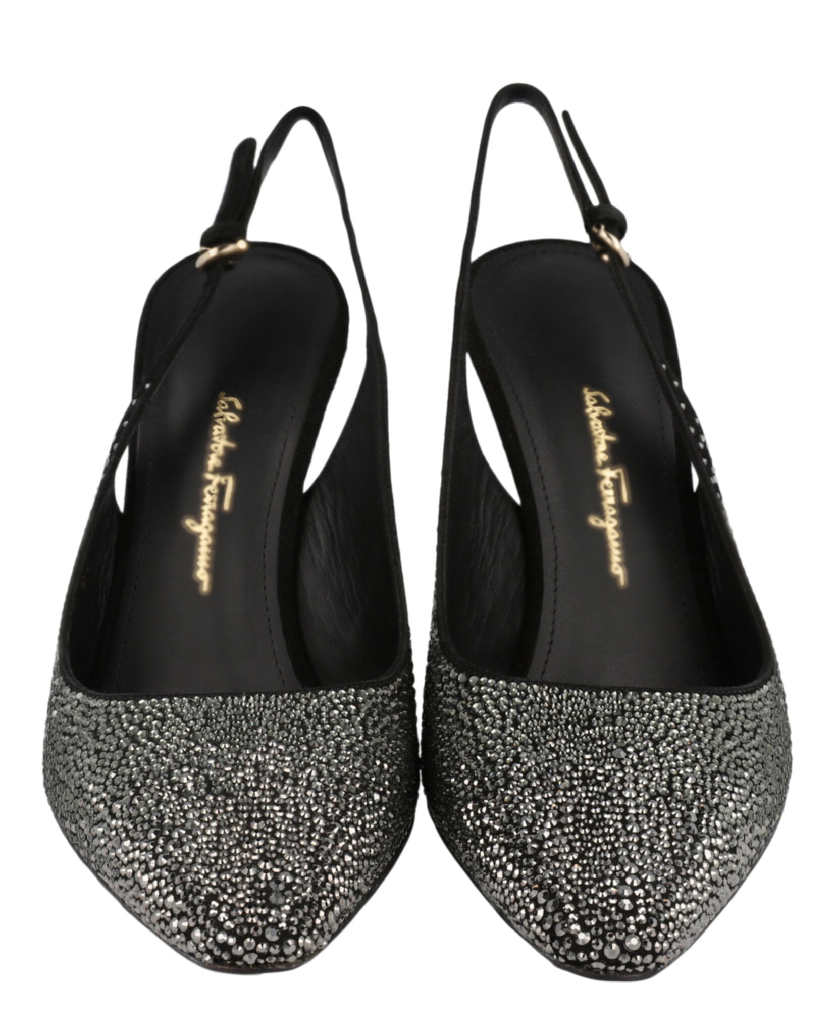 Ferragamo Womens Jessie Crystal-Embellished Slingback Pumps