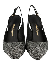 Ferragamo Womens Jessie Crystal-Embellished Slingback Pumps