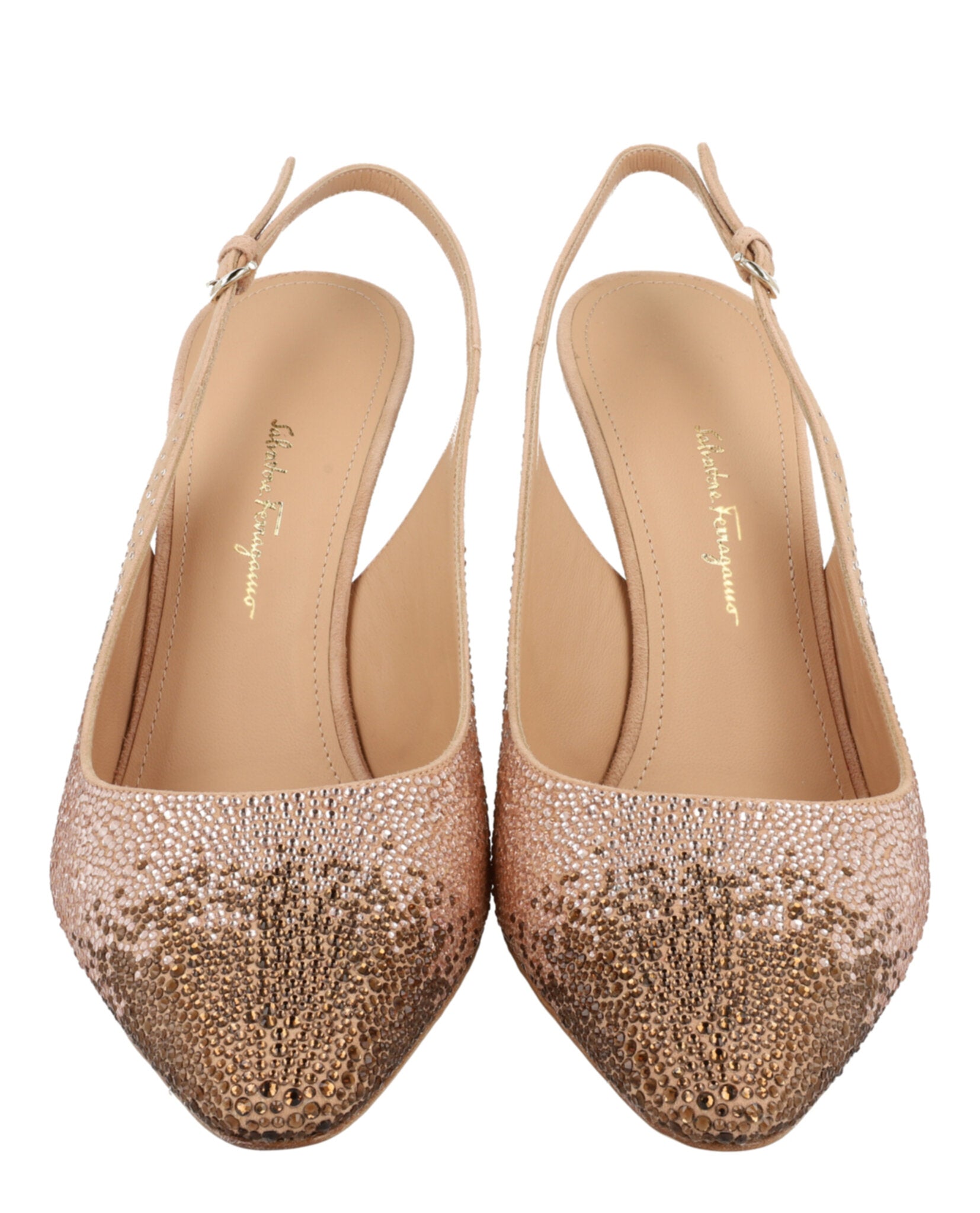 Ferragamo Womens Jessie Crystal-Embellished Slingback Pumps