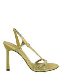 Ferragamo Womens Jole X5 Crystal Embellished Heels Green