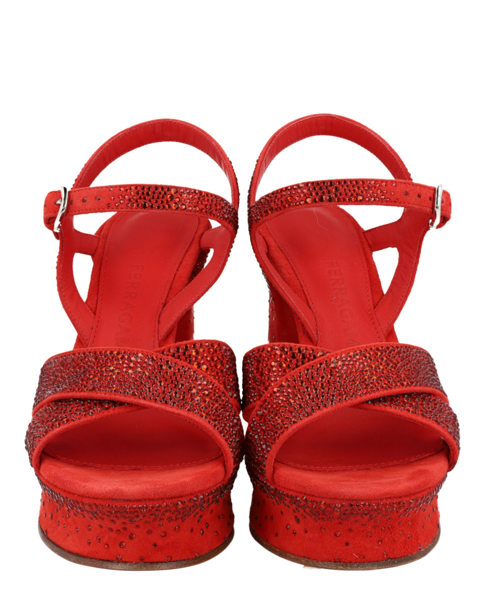 Ferragamo Womens Sonya Suede Platform Sandals