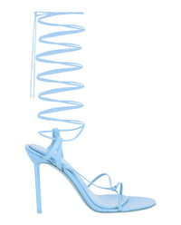 Ferragamo Womens Azha X5 Wrap Tie Heels Blue