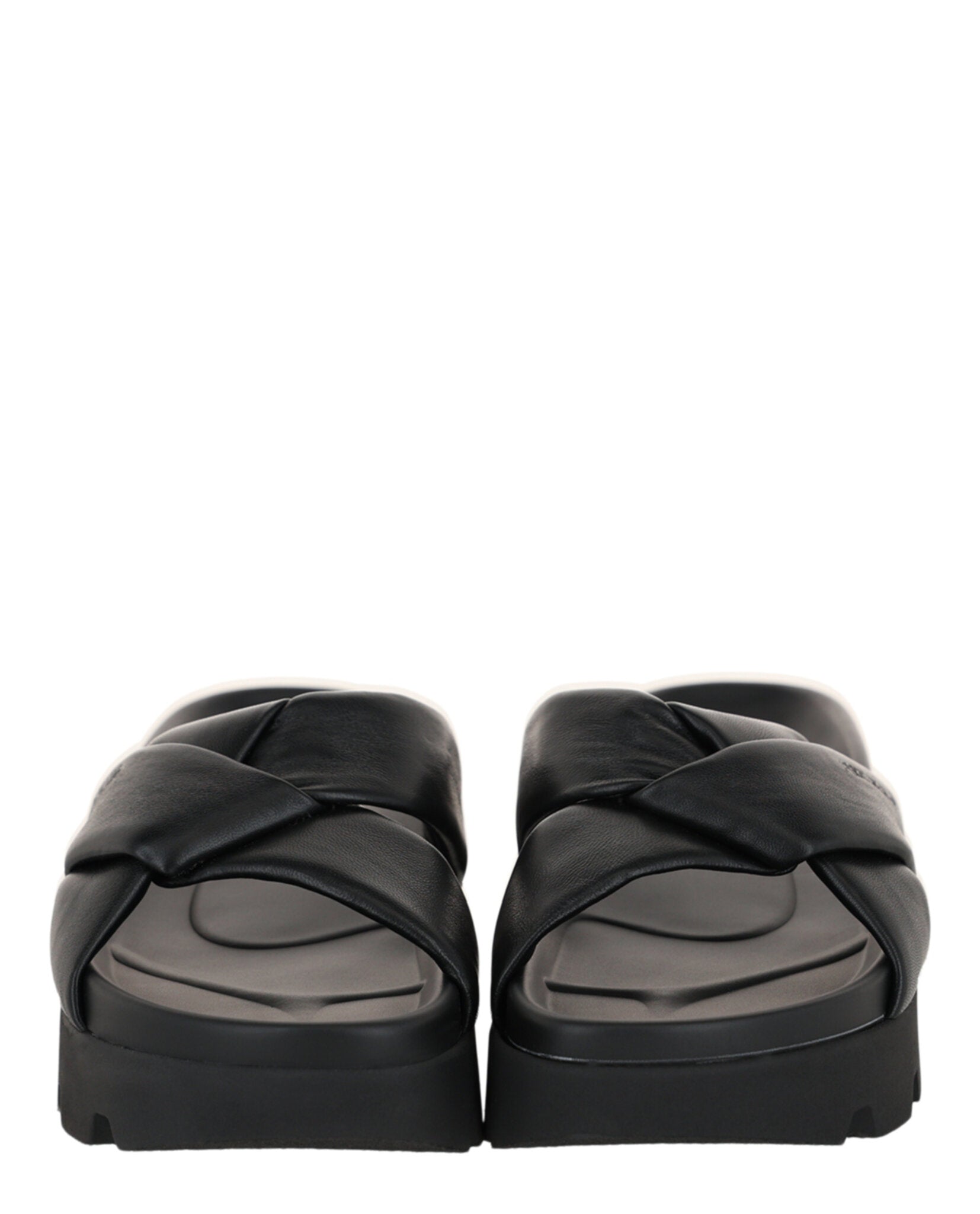 Ferragamo Womens Air Lug Leather Sandals