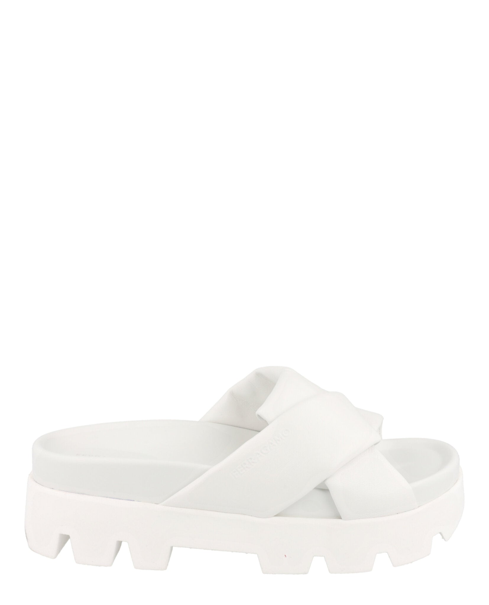 Ferragamo Womens Air Lug Leather Slides