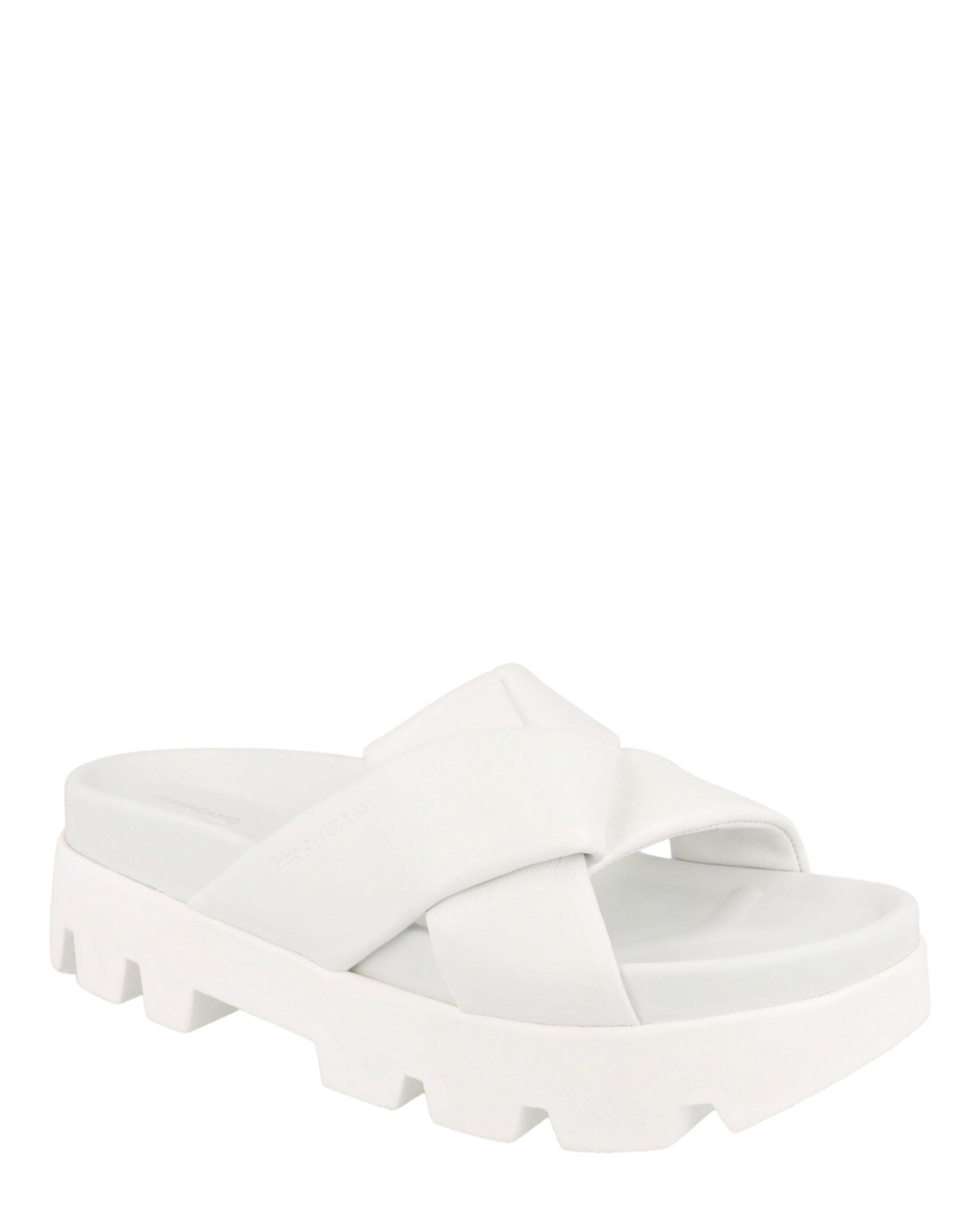 Ferragamo Womens Air Lug Leather Slides