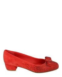 Ferragamo Womens Vara Crystal-Embellished Pumps - Narrow Width