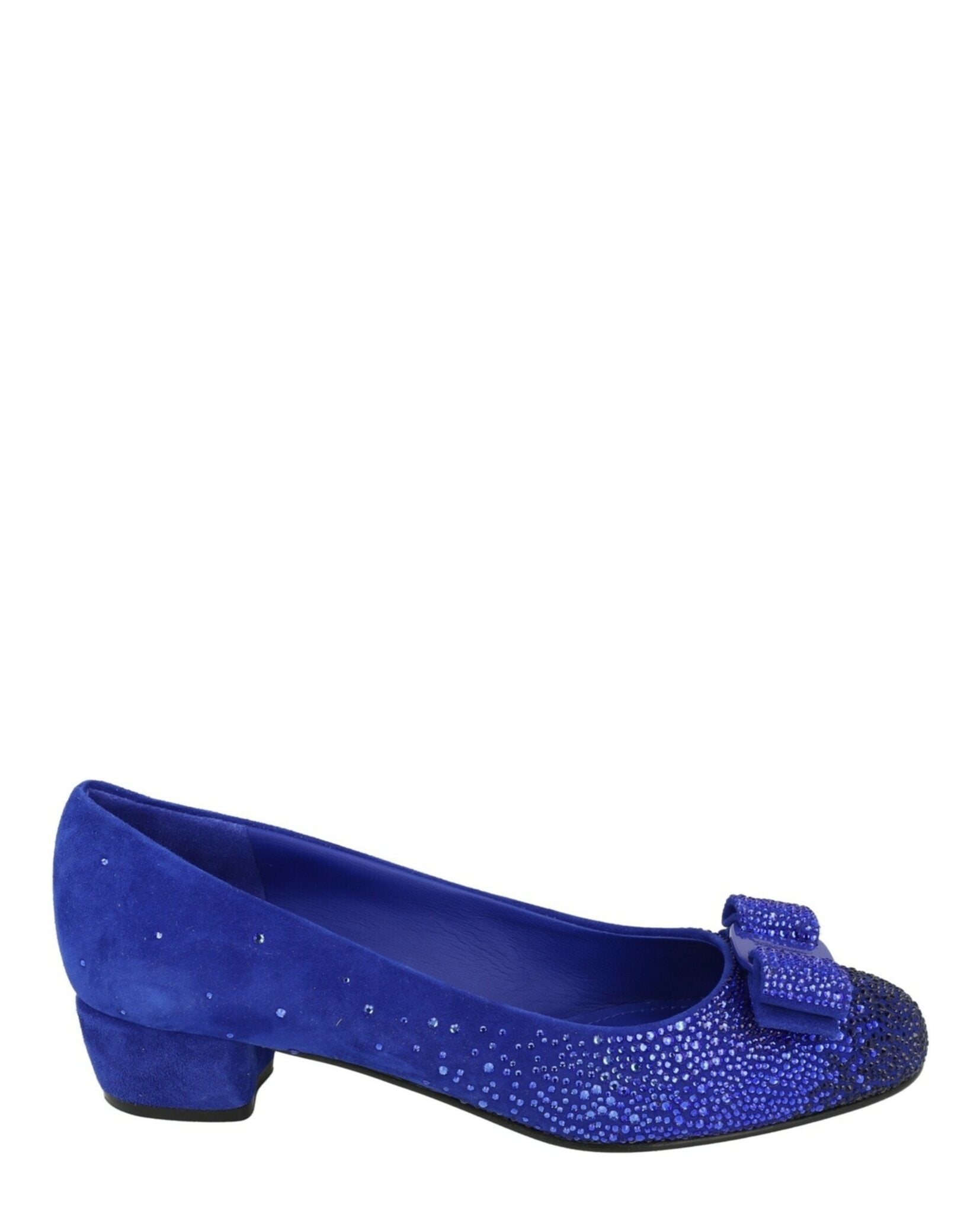 Ferragamo Womens Vara Crystal-Embellished Pumps - Narrow Width