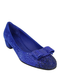 Ferragamo Womens Vara Crystal-Embellished Pumps - Narrow Width