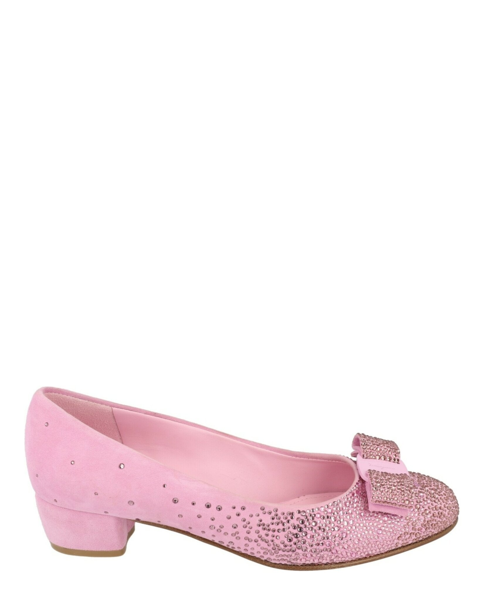 Ferragamo Womens Vara Crystal-Embellished Pumps - Narrow Width