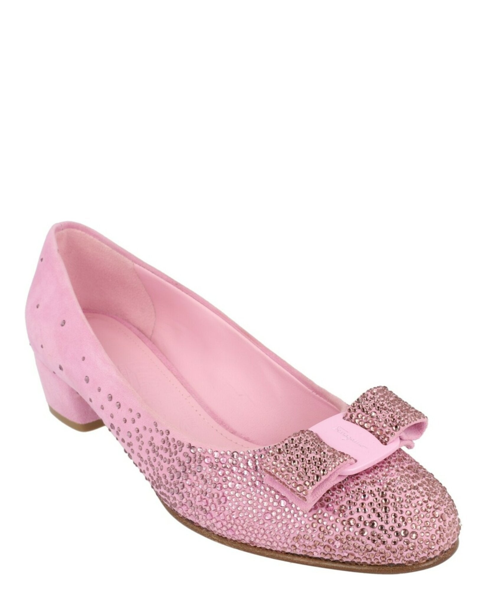 Ferragamo Womens Vara Crystal-Embellished Pumps - Narrow Width