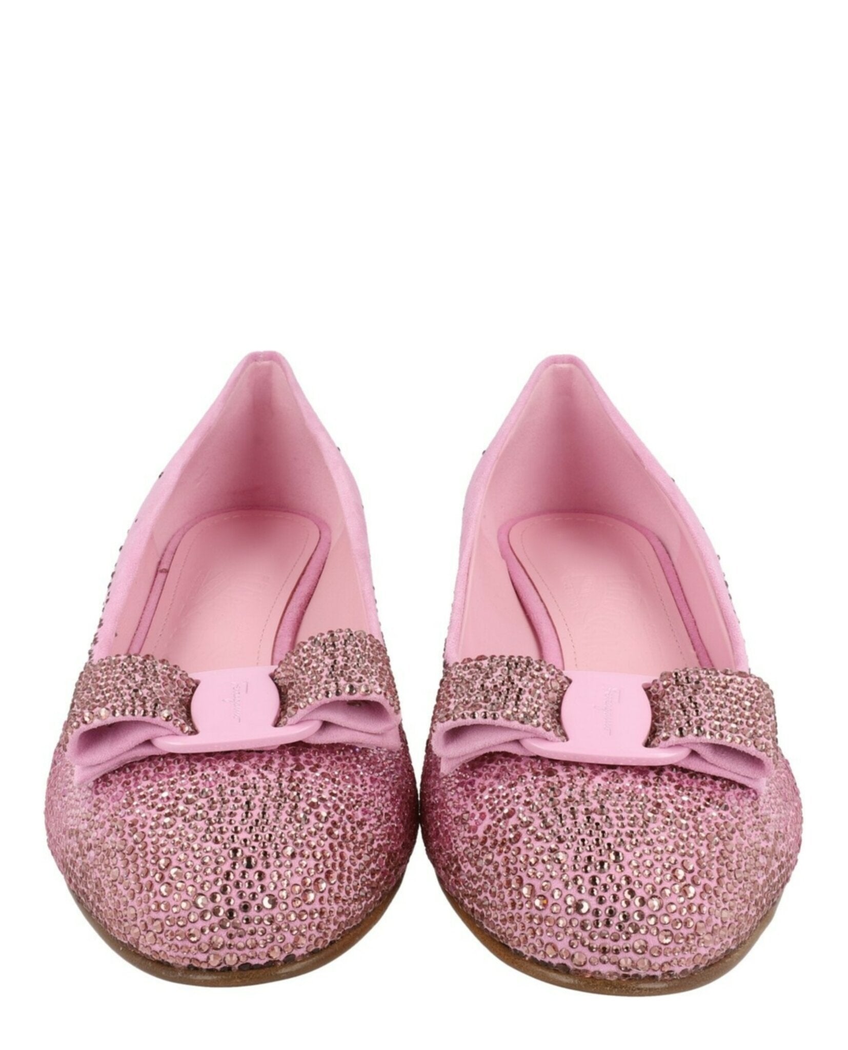 Ferragamo Womens Vara Crystal-Embellished Pumps