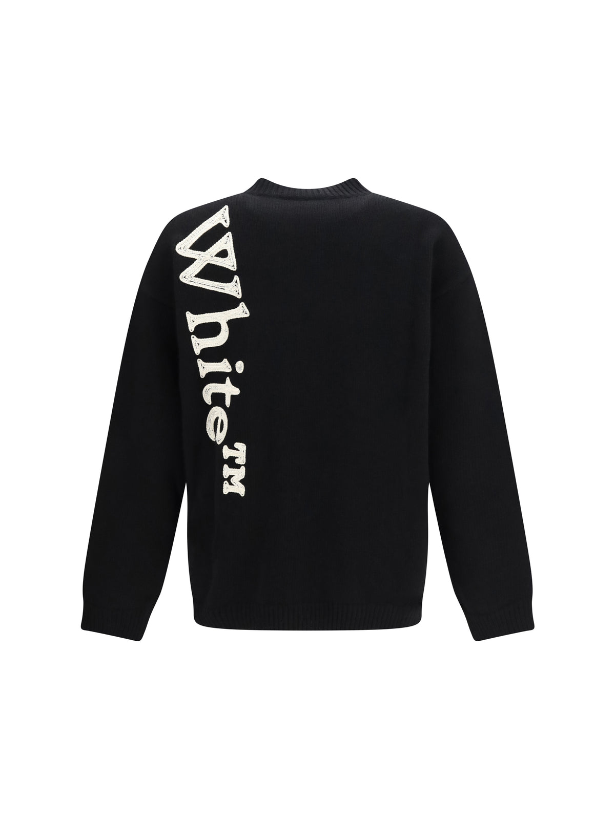 Off-White Men Vertical Bookish Logo Knit Crewneck