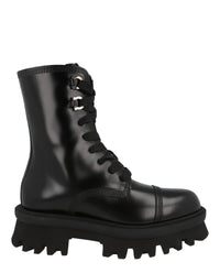 Ferragamo Womens Kira Leather Combat Boots