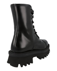 Ferragamo Womens Kira Leather Combat Boots